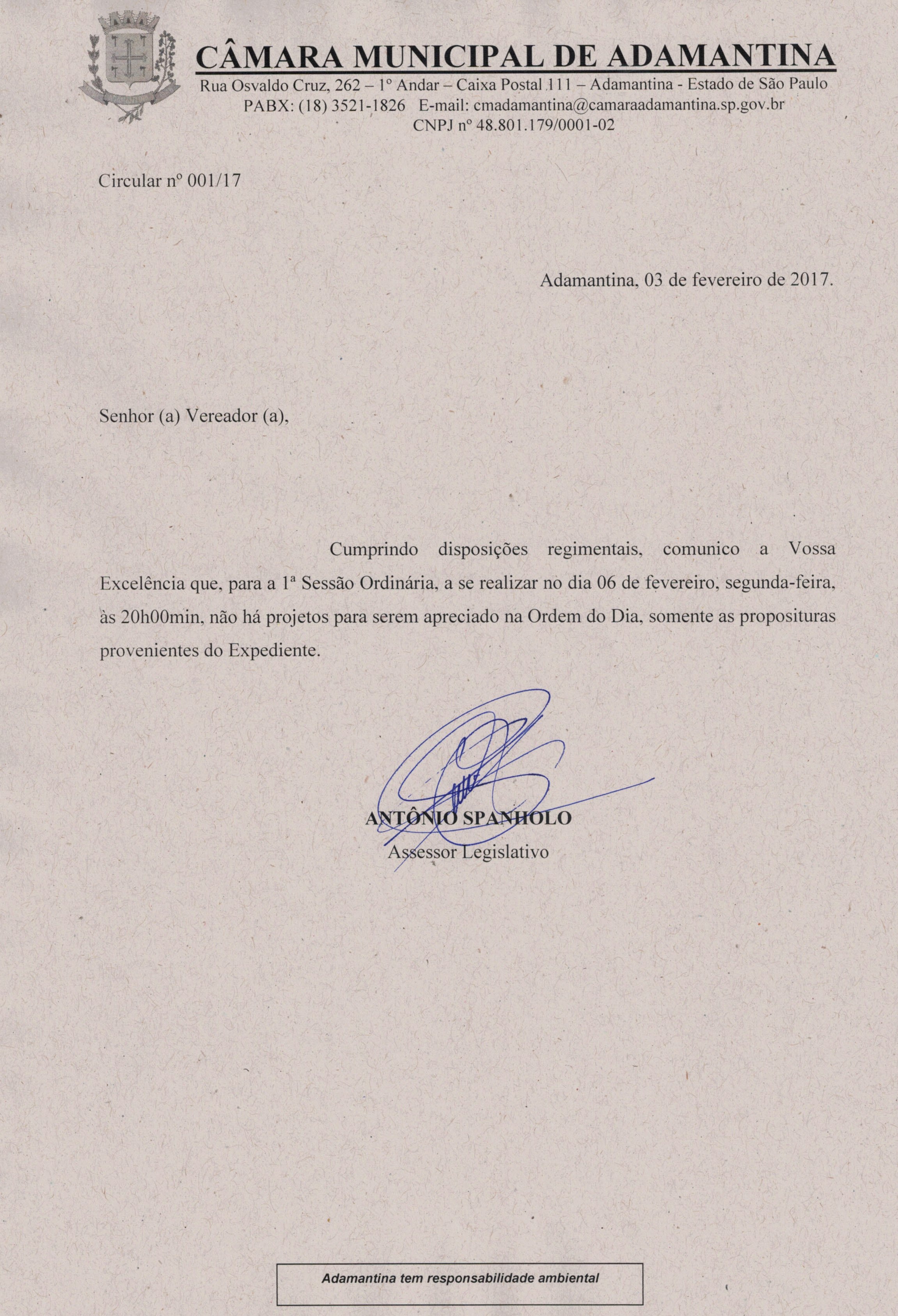 1ª Sessão Ordinária