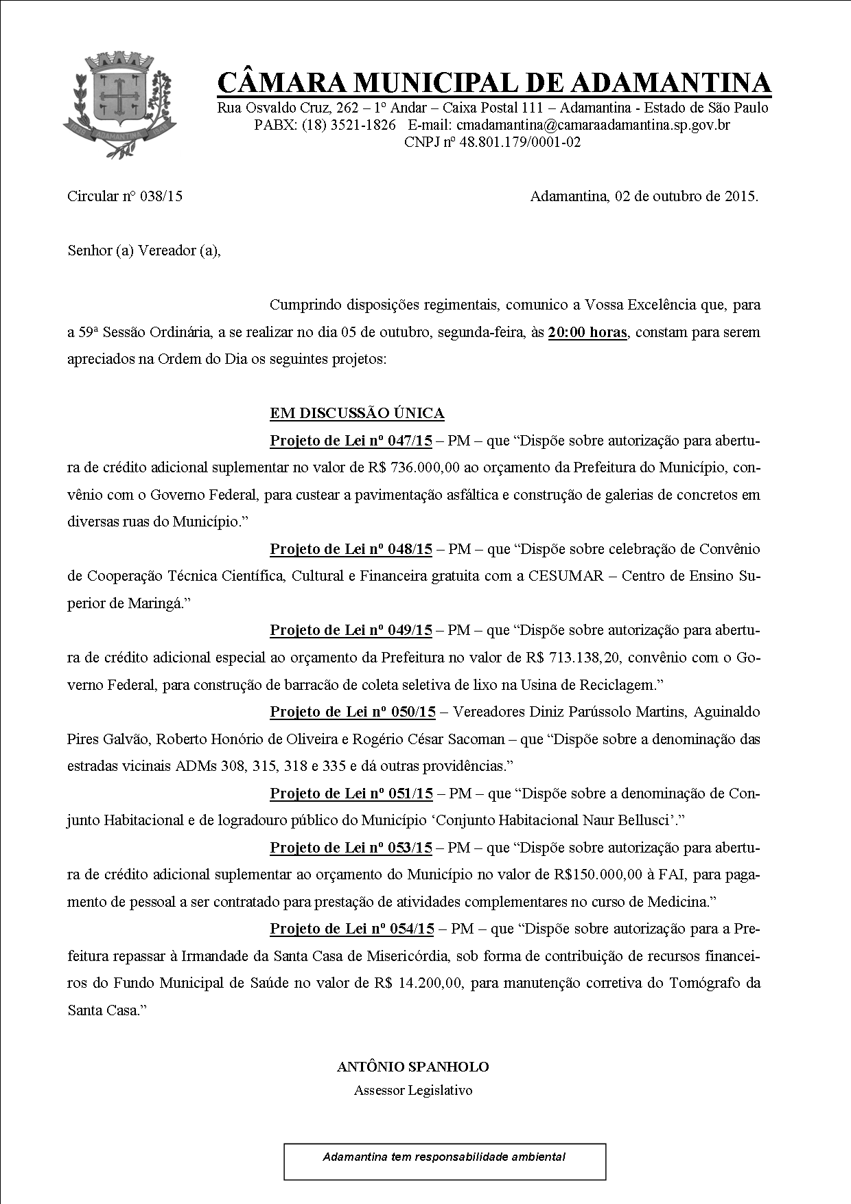 59ª Sessão Ordinária