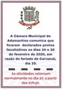 Ponto Facultativo Câmara Municipal de Adamantina