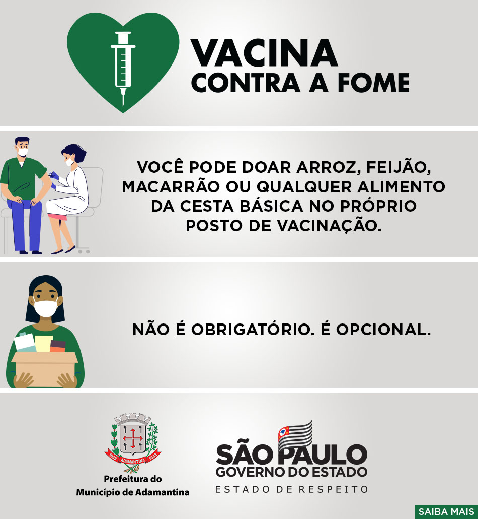 Prefeitura de Adamantina adere a “Campanha Vacina contra a Fome” do Governo do Estado de São Paulo