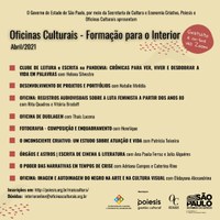 Saiba quais são as oficinais culturais que estão com inscrições abertas